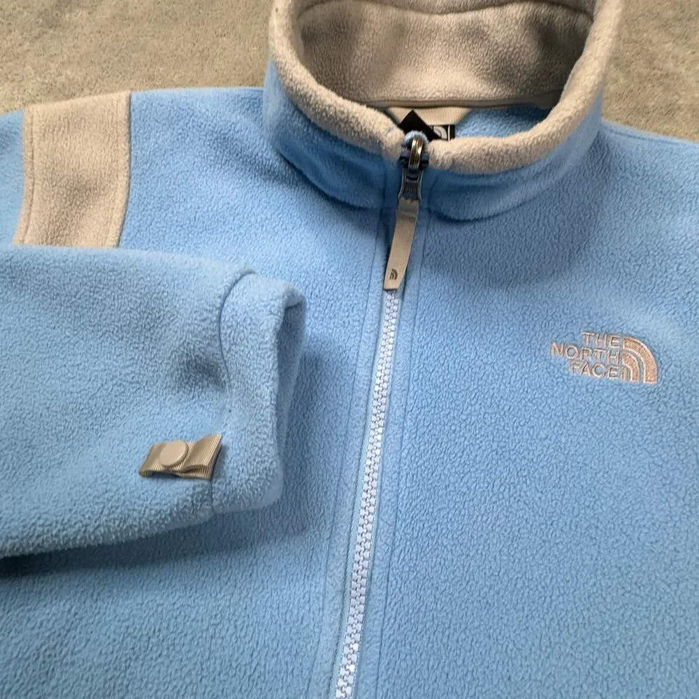 The North Face Full Zip‎ Fleece Girls Size XL Blue and Grey